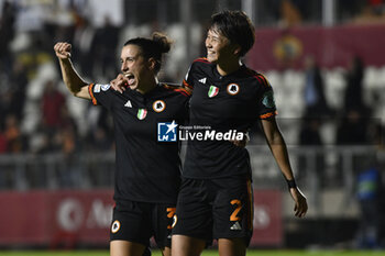 2023-11-23 - Lucia Di Guglielmo and Moeka Minami of A.S. Roma Women during the Round 2, day 2 Group C of the UEFA Women's Champions League between F.C. Vorskla vs A.S. Roma, 23 November 2023 at the Stadio Tre Fontane in Rome, Italy. - ROMA WOMEN VS AJAX WOMEN - UEFA CHAMPIONS LEAGUE WOMEN - SOCCER