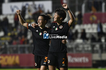 2023-11-23 - Lucia Di Guglielmo and Moeka Minami of A.S. Roma Women during the Round 2, day 2 Group C of the UEFA Women's Champions League between F.C. Vorskla vs A.S. Roma, 23 November 2023 at the Stadio Tre Fontane in Rome, Italy. - ROMA WOMEN VS AJAX WOMEN - UEFA CHAMPIONS LEAGUE WOMEN - SOCCER