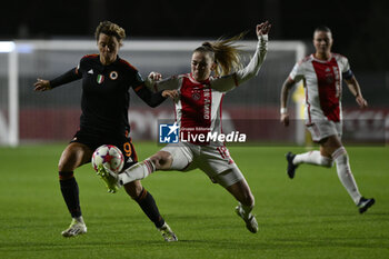 2023-11-23 - Valentina Giacinti of A.S. Roma Women and Milicia Keijzer of A.F.C. Ajax during the Round 2, day 2 Group C of the UEFA Women's Champions League between F.C. Vorskla vs A.S. Roma, 23 November 2023 at the Stadio Tre Fontane in Rome, Italy. - ROMA WOMEN VS AJAX WOMEN - UEFA CHAMPIONS LEAGUE WOMEN - SOCCER