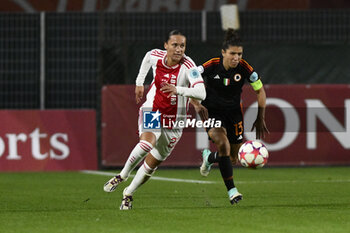 2023-11-23 - Quinty Sabajo of A.F.C. Ajax and Elisa Bartoli of A.S. Roma Women during the Round 2, day 2 Group C of the UEFA Women's Champions League between F.C. Vorskla vs A.S. Roma, 23 November 2023 at the Stadio Tre Fontane in Rome, Italy. - ROMA WOMEN VS AJAX WOMEN - UEFA CHAMPIONS LEAGUE WOMEN - SOCCER