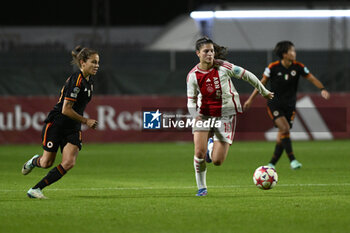 2023-11-23 - Manuela Giugliano of A.S. Roma Women and Danique Noordman of A.F.C. Ajax during the Round 2, day 2 Group C of the UEFA Women's Champions League between F.C. Vorskla vs A.S. Roma, 23 November 2023 at the Stadio Tre Fontane in Rome, Italy. - ROMA WOMEN VS AJAX WOMEN - UEFA CHAMPIONS LEAGUE WOMEN - SOCCER