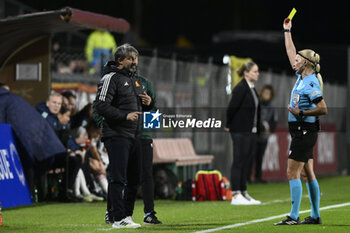 2023-11-23 - Alessandro Spugna of A.S. Roma Women and Referee Ewa Augustyn (POL) during the Round 2, day 2 Group C of the UEFA Women's Champions League between F.C. Vorskla vs A.S. Roma, 23 November 2023 at the Stadio Tre Fontane in Rome, Italy. - ROMA WOMEN VS AJAX WOMEN - UEFA CHAMPIONS LEAGUE WOMEN - SOCCER
