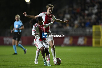 2023-11-23 - Ashleigh Weerden and Isa Kardinaal of A.F.C. Ajax during the Round 2, day 2 Group C of the UEFA Women's Champions League between F.C. Vorskla vs A.S. Roma, 23 November 2023 at the Stadio Tre Fontane in Rome, Italy. - ROMA WOMEN VS AJAX WOMEN - UEFA CHAMPIONS LEAGUE WOMEN - SOCCER