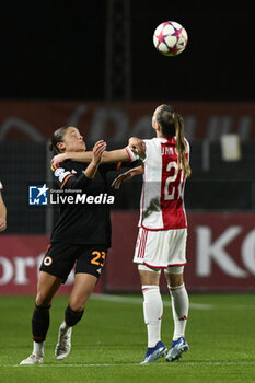 2023-11-23 - Laura Feiersinger of A.S. Roma Women and Rosa van Gool of A.F.C. Ajax during the Round 2, day 2 Group C of the UEFA Women's Champions League between F.C. Vorskla vs A.S. Roma, 23 November 2023 at the Stadio Tre Fontane in Rome, Italy. - ROMA WOMEN VS AJAX WOMEN - UEFA CHAMPIONS LEAGUE WOMEN - SOCCER