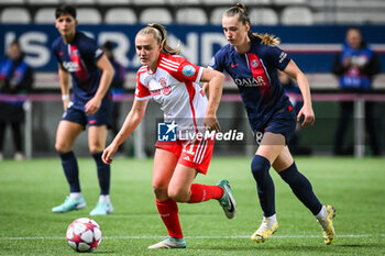 2023-11-23 - Georgia STANWAY of Bayern Munich and Jade LE GUILLY of PSG during the UEFA Women's Champions League, Group C football match between Paris Saint-Germain and Bayern Munich on November 23, 2023 at Jean Bouin stadium in Paris, France - FOOTBALL - WOMEN'S CHAMPIONS LEAGUE - PARIS SG V BAYERN MUNICH - UEFA CHAMPIONS LEAGUE WOMEN - SOCCER
