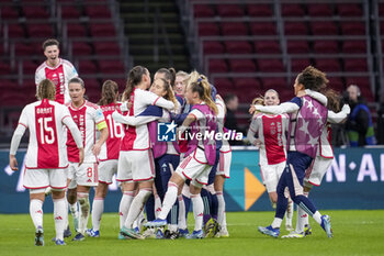 2023-12-20 - Ajax celebrates the win during the UEFA Women's Champions League, Group C football match between AFC Ajax and Bayern Munich on December 20, 2023 at Johan Cruijff ArenA in Amsterdam, Netherlands - FOOTBALL - WOMEN'S CHAMPIONS LEAGUE - AJAX V BAYERN MUNICH - UEFA CHAMPIONS LEAGUE WOMEN - SOCCER