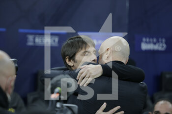 2023-02-14 - Antonio Conte manager of Tottenham Hotspur and Stefano Pioli, Manager of AC Milan during the Uefa Champions League, football game between Ac Milan and Tottenham Hotspur on 14 February 2023 at San Siro Stadium, Milan, Italy. Photo Ndrerim Kaceli - AC MILAN VS TOTTENHAM HOTSPUR - UEFA CHAMPIONS LEAGUE - SOCCER