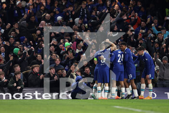 2023-03-07 - Raheem Sterling of Chelsea FC celebrates after scoring his side's first goal of the match  - CHELSEA FC VS BORUSSIA DORTMUND - UEFA CHAMPIONS LEAGUE - SOCCER