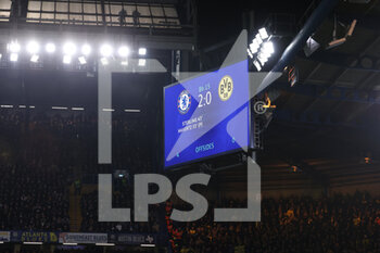 2023-03-07 - The final result of the match is displayed on the stadium big screen - CHELSEA FC VS BORUSSIA DORTMUND - UEFA CHAMPIONS LEAGUE - SOCCER
