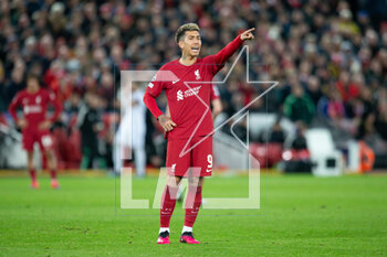 2023-02-21 - Liverpool forward Roberto Firmino during the UEFA Champions League, Round of 16, 1st leg football match between Liverpool and Real Madrid on 21 February 2023 at Anfield in Liverpool, England - FOOTBALL - CHAMPIONS LEAGUE - LIVERPOOL V REAL MADRID - UEFA CHAMPIONS LEAGUE - SOCCER