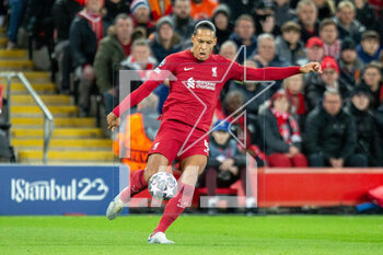 2023-02-21 - Liverpool defender Virgil van Dijk during the UEFA Champions League, Round of 16, 1st leg football match between Liverpool and Real Madrid on 21 February 2023 at Anfield in Liverpool, England - FOOTBALL - CHAMPIONS LEAGUE - LIVERPOOL V REAL MADRID - UEFA CHAMPIONS LEAGUE - SOCCER