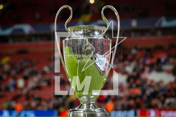 2023-02-21 - The Champions League Trophy before the UEFA Champions League, Round of 16, 1st leg football match between Liverpool and Real Madrid on 21 February 2023 at Anfield in Liverpool, England - FOOTBALL - CHAMPIONS LEAGUE - LIVERPOOL V REAL MADRID - UEFA CHAMPIONS LEAGUE - SOCCER