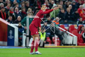 2023-02-21 - Liverpool defender Virgil van Dijk during the UEFA Champions League, Round of 16, 1st leg football match between Liverpool and Real Madrid on 21 February 2023 at Anfield in Liverpool, England - FOOTBALL - CHAMPIONS LEAGUE - LIVERPOOL V REAL MADRID - UEFA CHAMPIONS LEAGUE - SOCCER