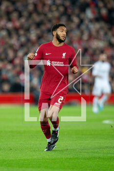 2023-02-21 - Liverpool defender Joe Gomez during the UEFA Champions League, Round of 16, 1st leg football match between Liverpool and Real Madrid on 21 February 2023 at Anfield in Liverpool, England - FOOTBALL - CHAMPIONS LEAGUE - LIVERPOOL V REAL MADRID - UEFA CHAMPIONS LEAGUE - SOCCER