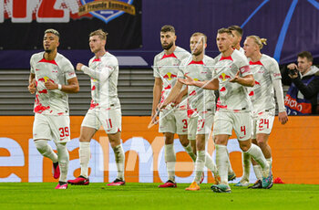 2023-02-23 - Josko Gvardiol (32) of RB Leipzig scores a goal and celebrates 1-1 during the UEFA Champions League, Round of 16, 1st leg football match between RB Leipzig and Manchester City on February 22, 2023 at Red Bull Arena in Leipzig, Germany - FOOTBALL - CHAMPIONS LEAGUE - LEIPZIG V MANCHESTER CITY - UEFA CHAMPIONS LEAGUE - SOCCER