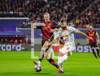 2023-02-23 - Josko Gvardiol (32) of RB Leipzig and Erling Haaland (9) of Manchester City during the UEFA Champions League, Round of 16, 1st leg football match between RB Leipzig and Manchester City on February 22, 2023 at Red Bull Arena in Leipzig, Germany - FOOTBALL - CHAMPIONS LEAGUE - LEIPZIG V MANCHESTER CITY - UEFA CHAMPIONS LEAGUE - SOCCER