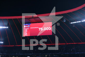 2023-03-08 - Led Screen showing the number of the fans attending the game during the Uefa Champions League, football match between Fc Bayern Munich and Paris Saint-Germain on 08 March 2023 at Allianz Arena, Munich, Germany Photo Ndrerim Kaceli - FC BAYERN MUNICH VS PARIS SAINT GERMAIN (PSG) - UEFA CHAMPIONS LEAGUE - SOCCER