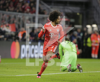 2023-03-08 - Serge Gnabry of Fc Bayern Munich celebrating after scoring a goal during the Uefa Champions League, football match between Fc Bayern Munich and Paris Saint-Germain on 08 March 2023 at Allianz Arena, Munich, Germany Photo Ndrerim Kaceli - FC BAYERN MUNICH VS PARIS SAINT GERMAIN (PSG) - UEFA CHAMPIONS LEAGUE - SOCCER