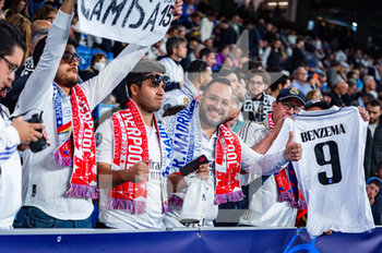 2023-03-15 - Real Madrid fans during the football match between
Real Madrid and Liverpool valid for the second leg of the round of 16 of the Uefa Champion’s League celebrated in Madrid, Spain at Bernabeu stadium on Wednesday 15 March 2023 - REAL MADRID VS LIVERPOOL - UEFA CHAMPIONS LEAGUE - SOCCER