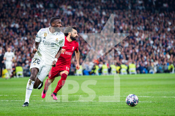 2023-03-15 - Antonio Rüdiger (Real Madrid) and Mohamed Salah (Liverpool) in action during the football match between
Real Madrid and Liverpool valid for the second leg of the round of 16 of the Uefa Champion’s League celebrated in Madrid, Spain at Bernabeu stadium on Wednesday 15 March 2023 - REAL MADRID VS LIVERPOOL - UEFA CHAMPIONS LEAGUE - SOCCER