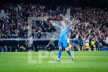 2023-03-15 - Thibaut Courtois (Real Madrid) celebrate the Real Madrid goal during the football match between
Real Madrid and Liverpool valid for the second leg of the round of 16 of the Uefa Champion’s League celebrated in Madrid, Spain at Bernabeu stadium on Wednesday 15 March 2023 - REAL MADRID VS LIVERPOOL - UEFA CHAMPIONS LEAGUE - SOCCER