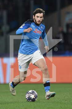 2023-03-15 - Khvicha Kvaratskhelia of SSC Napoli  in action   during the Uefa Champions League  match between   SSC Napoli vs Eintracht Frankfurt at  Diego Armando Maradona  - SSC NAPOLI VS EINTRACHT FRANKFURT - UEFA CHAMPIONS LEAGUE - SOCCER