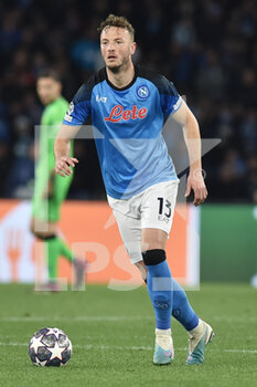 2023-03-15 - Amir Rrahmani of SSC Napoli  in action  during the Uefa Champions League  match between   SSC Napoli vs Eintracht Frankfurt at  Diego Armando Maradona  - SSC NAPOLI VS EINTRACHT FRANKFURT - UEFA CHAMPIONS LEAGUE - SOCCER