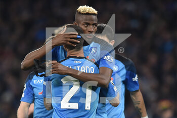 2023-03-15 - Victor Osimhen of SSC Napoli  cheers after the goal  during the Uefa Champions League  match between SSC Napoli v Eintracht Frankfurt  at Diego Armando Maradona Stadium  - SSC NAPOLI VS EINTRACHT FRANKFURT - UEFA CHAMPIONS LEAGUE - SOCCER