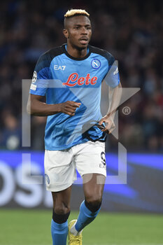 2023-03-15 - Victor Osimhen of SSC Napoli  cheers after the goal  during the Uefa Champions League  match between SSC Napoli v Eintracht Frankfurt  at Diego Armando Maradona Stadium  - SSC NAPOLI VS EINTRACHT FRANKFURT - UEFA CHAMPIONS LEAGUE - SOCCER