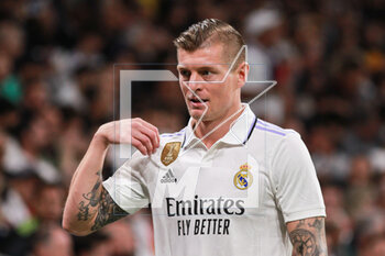 2023-03-15 - Toni Kroos of Real Madrid during the UEFA Champions League, Round of 16, 2nd leg football match between Real Madrid CF and Liverpool FC on March 15, 2023 at Santiago Bernabeu stadium in Madrid, Spain - FOOTBALL - CHAMPIONS LEAGUE - REAL MADRID V LIVERPOOL - UEFA CHAMPIONS LEAGUE - SOCCER