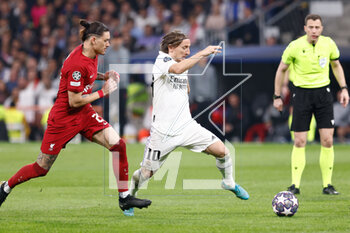 2023-03-15 - Luka Modric of Real Madrid and Darwin Nunez of Liverpool during the UEFA Champions League, Round of 16, 2nd leg football match between Real Madrid CF and Liverpool FC on March 15, 2023 at Santiago Bernabeu stadium in Madrid, Spain - FOOTBALL - CHAMPIONS LEAGUE - REAL MADRID V LIVERPOOL - UEFA CHAMPIONS LEAGUE - SOCCER