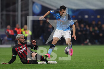 2023-04-12 - Hirving Lozano of SSC Napoli in action during UEFA Champions League 2022/23 Quarter-Finals - First  leg football match between AC Milan and SSC Napoli at San Siro Stadium, Milan, Italy on April 12, 2023 - AC MILAN VS SSC NAPOLI - UEFA CHAMPIONS LEAGUE - SOCCER