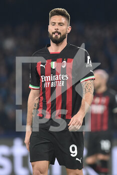2023-04-18 - Olivier Giroud of AC Milan stick out the tongue  during the Uefa Champions League  match between SSC Napoli vs AC Milan  at Diego Armando Maradona Stadium - SSC NAPOLI VS AC MILAN - UEFA CHAMPIONS LEAGUE - SOCCER