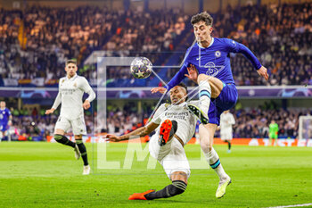 2023-04-19 - Kai Havertz (29) of Chelsea and Eder Militao (3) of Real Madrid during the UEFA Champions League, Quarter-finals, 2nd leg football match between Chelsea and Real Madrid on 18 April 2023 at Stamford Bridge in London, England - FOOTBALL - CHAMPIONS LEAGUE - CHELSEA V REAL MADRID - UEFA CHAMPIONS LEAGUE - SOCCER