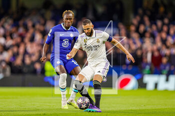 2023-04-19 - Karim Benzema (9) of Real Madrid during the UEFA Champions League, Quarter-finals, 2nd leg football match between Chelsea and Real Madrid on 18 April 2023 at Stamford Bridge in London, England - FOOTBALL - CHAMPIONS LEAGUE - CHELSEA V REAL MADRID - UEFA CHAMPIONS LEAGUE - SOCCER