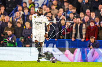 2023-04-19 - Antonio Rudiger (22) of Real Madrid during the UEFA Champions League, Quarter-finals, 2nd leg football match between Chelsea and Real Madrid on 18 April 2023 at Stamford Bridge in London, England - FOOTBALL - CHAMPIONS LEAGUE - CHELSEA V REAL MADRID - UEFA CHAMPIONS LEAGUE - SOCCER