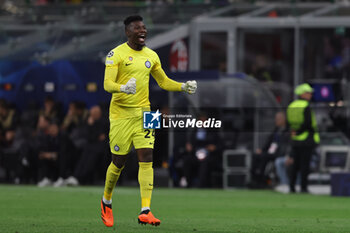 2023-05-10 - Andre Onana of FC Internazionale celebrates during UEFA Champions League 2022/23 Semi-Final 1st  leg football match between AC Milan and FC Internazionale at San Siro Stadium, Milan, Italy on May 10, 2023 - SEMIFINAL - AC MILAN VS INTER - FC INTERNAZIONALE - UEFA CHAMPIONS LEAGUE - SOCCER