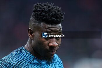 2023-05-10 - Andre Onana of FC Internazionale looks on during UEFA Champions League 2022/23 Semi-Final 1st  leg football match between AC Milan and FC Internazionale at San Siro Stadium, Milan, Italy on May 10, 2023 - SEMIFINAL - AC MILAN VS INTER - FC INTERNAZIONALE - UEFA CHAMPIONS LEAGUE - SOCCER
