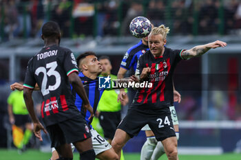 2023-05-10 - Alexis Saelemaekers of AC Milan in action during UEFA Champions League 2022/23 Semi-Final 1st  leg football match between AC Milan and FC Internazionale at San Siro Stadium, Milan, Italy on May 10, 2023 - SEMIFINAL - AC MILAN VS INTER - FC INTERNAZIONALE - UEFA CHAMPIONS LEAGUE - SOCCER