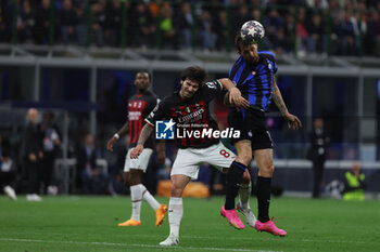 2023-05-16 - Francesco Acerbi of FC Internazionale competes for the ball with Sandro Tonali of AC Milan during the UEFA Champions League 2022/23 Semi-Final second leg football match between FC Internazionale and AC Milan at Giuseppe Meazza Stadium, Milan, Italy on May 16, 2023 - SEMIFINAL - INTER - FC INTERNAZIONALE VS AC MILAN - UEFA CHAMPIONS LEAGUE - SOCCER