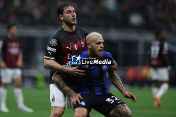 2023-05-16 - Davide Calabria of AC Milan and Federico Dimarco of FC Internazionale in action during the UEFA Champions League 2022/23 Semi-Final second leg football match between FC Internazionale and AC Milan at Giuseppe Meazza Stadium, Milan, Italy on May 16, 2023 - SEMIFINAL - INTER - FC INTERNAZIONALE VS AC MILAN - UEFA CHAMPIONS LEAGUE - SOCCER