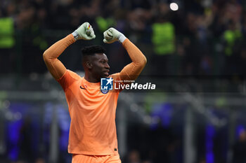 2023-05-16 - Andre Onana of FC Internazionale celebrates the victory at the end of the match during the UEFA Champions League 2022/23 Semi-Final second leg football match between FC Internazionale and AC Milan at Giuseppe Meazza Stadium, Milan, Italy on May 16, 2023 - SEMIFINAL - INTER - FC INTERNAZIONALE VS AC MILAN - UEFA CHAMPIONS LEAGUE - SOCCER