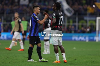 2023-05-16 - Lautaro Martinez of FC Internazionale and Rafael Leao of AC Milan at the end of the match during the UEFA Champions League 2022/23 Semi-Final second leg football match between FC Internazionale and AC Milan at Giuseppe Meazza Stadium, Milan, Italy on May 16, 2023 - SEMIFINAL - INTER - FC INTERNAZIONALE VS AC MILAN - UEFA CHAMPIONS LEAGUE - SOCCER