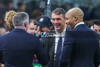 2023-05-16 - Paolo Maldini Technical Area Director of AC Milan smiling during the UEFA Champions League 2022/23 Semi-Final second leg football match between FC Internazionale and AC Milan at Giuseppe Meazza Stadium, Milan, Italy on May 16, 2023 - SEMIFINAL - INTER - FC INTERNAZIONALE VS AC MILAN - UEFA CHAMPIONS LEAGUE - SOCCER