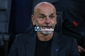 2023-05-16 - Stefano Pioli Head Coach of AC Milan reacts during the UEFA Champions League 2022/23 Semi-Final second leg football match between FC Internazionale and AC Milan at Giuseppe Meazza Stadium, Milan, Italy on May 16, 2023 - SEMIFINAL - INTER - FC INTERNAZIONALE VS AC MILAN - UEFA CHAMPIONS LEAGUE - SOCCER
