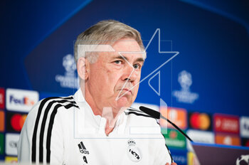 2023-05-08 - Carlo Ancelotti (Real Madrid) during the press conference before the football match between
Real Madrid and Manchester City valid for the semi final of the Uefa Champion’s League celebrated in Valdebebas (Madrid, Spain) at Ciudad Real Madrid on Monday 08 May 2023 - REAL MADRID AND MANCHESTER CITY PRESS CONFERENCE - UEFA CHAMPIONS LEAGUE - SOCCER