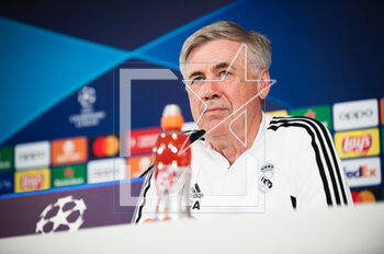 2023-05-08 - Carlo Ancelotti (Real Madrid) during the press conference before the football match between
Real Madrid and Manchester City valid for the semi final of the Uefa Champion’s League celebrated in Valdebebas (Madrid, Spain) at Ciudad Real Madrid on Monday 08 May 2023 - REAL MADRID AND MANCHESTER CITY PRESS CONFERENCE - UEFA CHAMPIONS LEAGUE - SOCCER