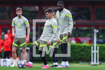 2023-05-09 - Brahim Diaz of AC Milan warms up during the AC Milan training session at Milanello Sports Center ahead of their UEFA Champions League semi-final first leg match against FC Internazionale at San Siro Stadium, Milan, Italy on May 09, 2023 - AC MILAN TRAINING SESSION BEFORE THE MATCH AGAINST INTER - INTERNAZIONALE - UEFA CHAMPIONS LEAGUE - SOCCER