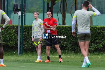 2023-05-15 - Stefano Pioli Head Coach of AC Milan reacts during the AC Milan training session at Milanello Sports Center ahead of their UEFA Champions League semi-final second leg match against FC Internazionale at San Siro Stadium, Milan, Italy on May 15, 2023 - AC MILAN TRAINING BEFORE THE INTER V MILAN MATCH - UEFA CHAMPIONS LEAGUE - SOCCER