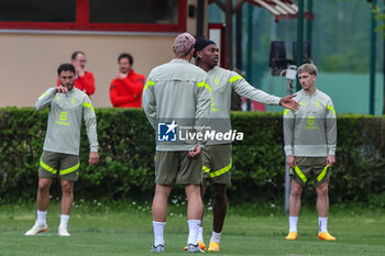 2023-05-15 - Rafael Leao of AC Milan reacts during the AC Milan training session at Milanello Sports Center ahead of their UEFA Champions League semi-final second leg match against FC Internazionale at San Siro Stadium, Milan, Italy on May 15, 2023 - AC MILAN TRAINING BEFORE THE INTER V MILAN MATCH - UEFA CHAMPIONS LEAGUE - SOCCER